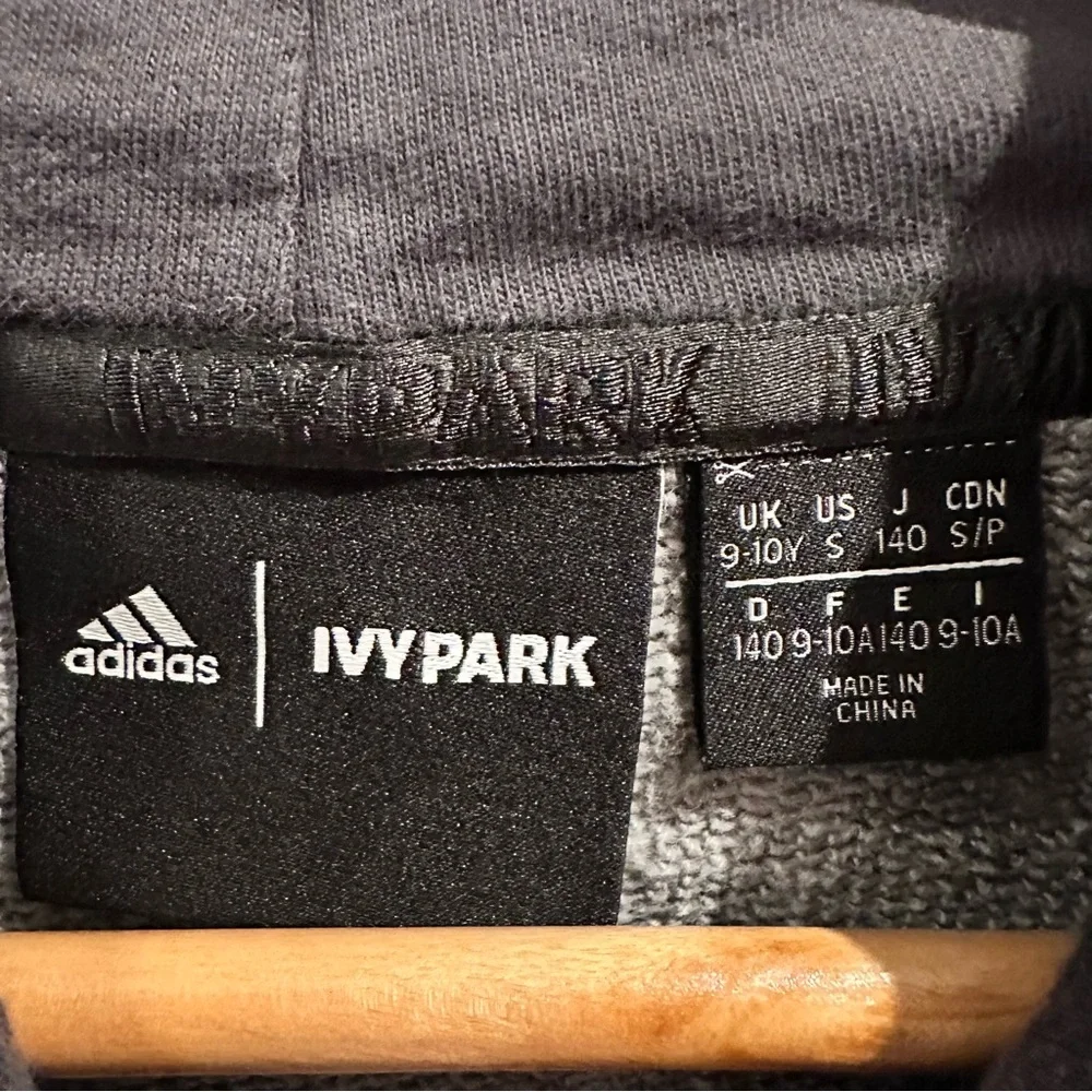 Adidas x‎ IVY PARK Houndstooth Print Hooded Sweatshirt Size 9-10 Black White